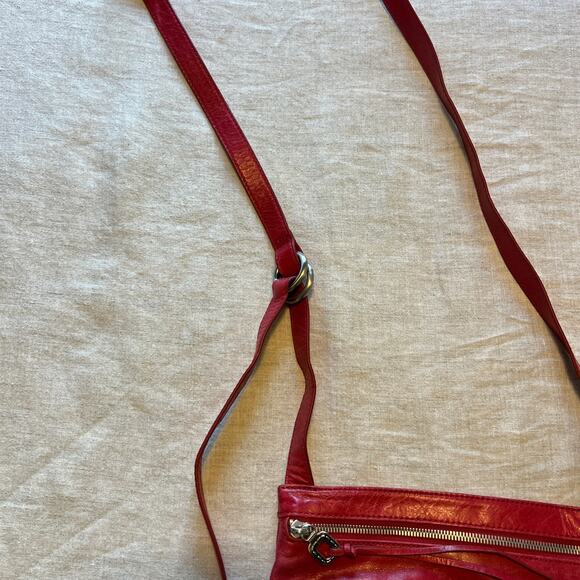 Hobo Crossbody Long Strap Red Leather Purse - Picture 11 of 12